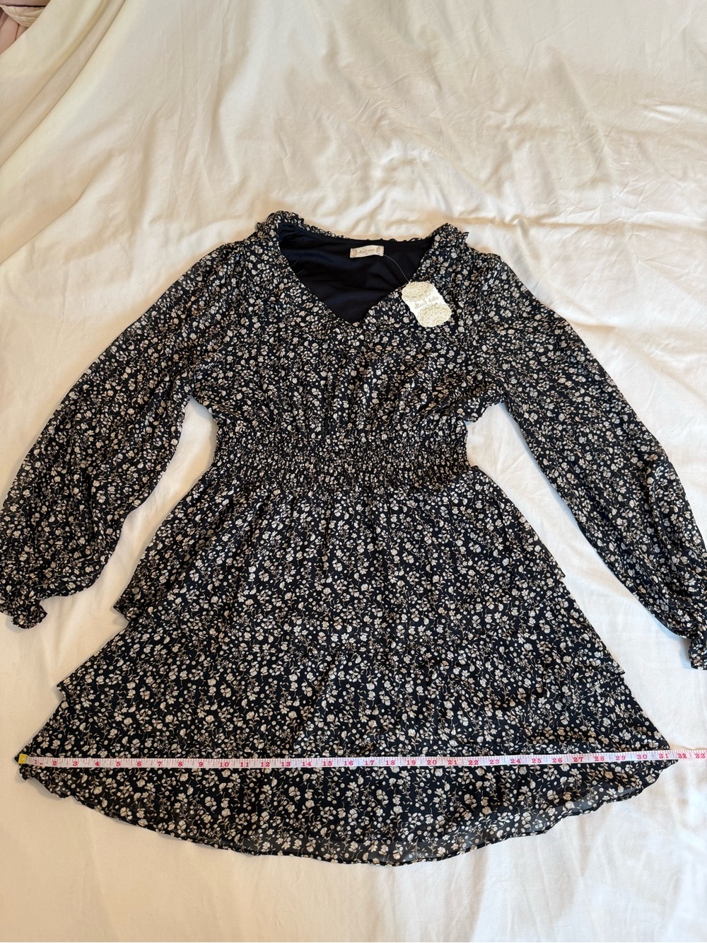 NWT Altar'd State Black and Cream Floral Ruffle Dress Women’s Medium - Picture 6 of 12